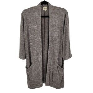 Wilfred Free Cardigan Longline Open Knit Spacedye Minimal Comfy Brown Non Itch M
